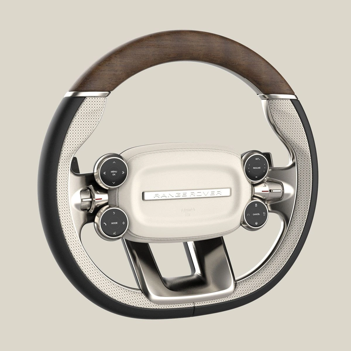 Wood and Metal Steering Wheel for Range Rover