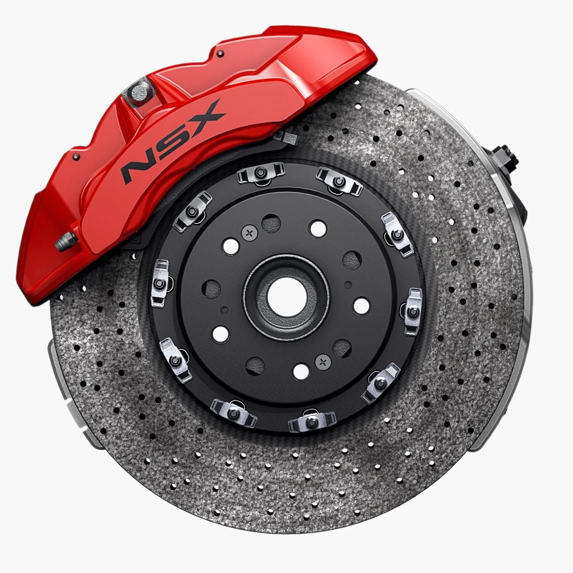Car Brake Disc and Red Caliper